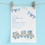 Kids Vintage Toy Train Watercolor Birthday Party Invitation<br><div class="desc">Toy Wooden Train themed party invitation,  featuring a watercolor wooden toy train with blue bunting. The invitation also has an easy to customise birthday party invitation template,  the font styles,  sizes and colours can be changed by clicking on the customise further link after personalising.</div>