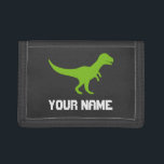 Kid's wallet with t-rex jurassic tyrannosaurus rex<br><div class="desc">Kid's wallets with t-rex tyrannosaurus rex animal logo. Personalizable with name, slogan or monogram letters. Cool back to school or Birthday party gift idea for children (boy or girl), grandson, son, nephew, friend, guests etc. Personalised jurrasic presents for him or her. Available in different colours like red black blue etc....</div>