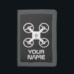 Kid's wallets with quadcopter drone logo<br><div class="desc">Kid's money wallets with quadcopter drone logo. Personalised with name, slogan or monogram letters. Cool Birthday gift idea for children (boy or girl), drone pilot, instructor etc. Personalised present for him or her. Available in different colours like red black blue etc. Nice for son, grandson, nephew, cousin, dad, boyfriend, uncle,...</div>