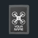 Kid's wallets with quadcopter drone logo<br><div class="desc">Kid's money wallets with quadcopter drone logo. Personalised with name, slogan or monogram letters. Cool Birthday gift idea for children (boy or girl), drone pilot, instructor etc. Personalised present for him or her. Available in different colours like red black blue etc. Nice for son, grandson, nephew, cousin, dad, boyfriend, uncle,...</div>