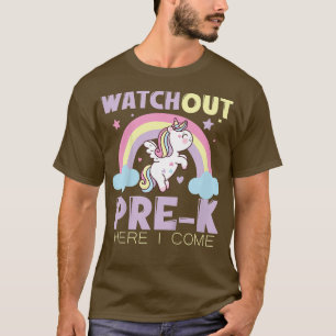 Kids Watch Out Prek Cute Unicorn Girls First Day o T-Shirt