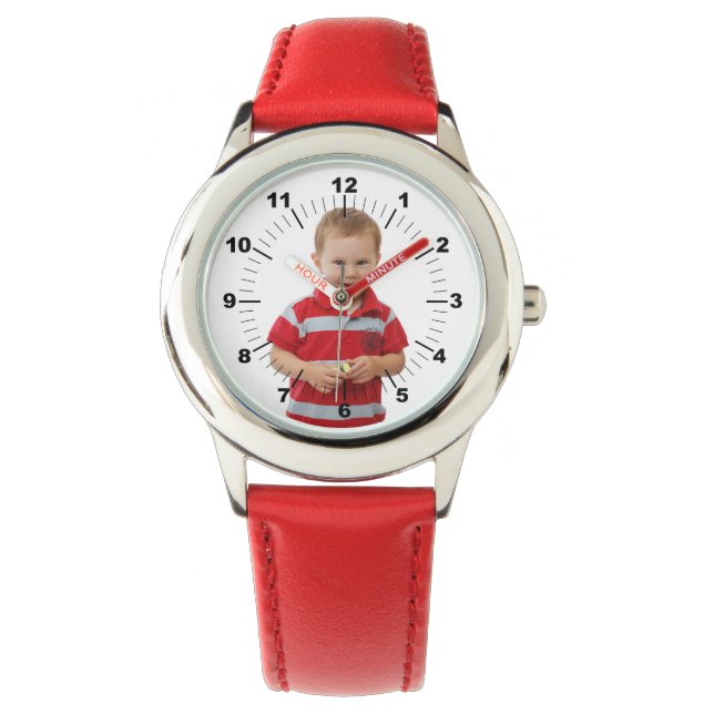 Kid's Watch - Personalised - Red Hearts (Front)