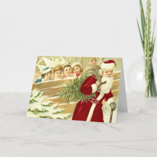 Kids Watching Santa Greeting Card