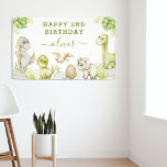 Kids Watercolor Dinosaur Birthday Party Banner<br><div class="desc">Kids and Dinosaur enthusiasts alike will be delighted by Our Kids Watercolor Dinosaur birthday party banner, inviting them on a journey into a prehistoric-inspired paradise. Featuring a delightful array of soft colours, including greys, greens, and lush tropical foliage, these banners are sure to bring a splash of colour to any...</div>