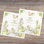 Kids Watercolor Dinosaur Birthday Party Napkin<br><div class="desc">Kids and Dinosaur enthusiasts alike will be delighted by Our Kids Watercolor Dinosaur party napkins, inviting them on a journey into a prehistoric-inspired paradise. Featuring a delightful array of soft colours, including greys, greens, and lush tropical foliage, these napkins are sure to bring a splash of colour to any party....</div>