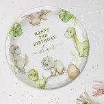 Kids Watercolor Dinosaur Birthday Party Paper Plate<br><div class="desc">Kids and Dinosaur enthusiasts alike will be delighted by Our Kids Watercolor Dinosaur party plates, inviting them on a journey into a prehistoric-inspired paradise. Featuring a delightful array of soft colours, including greys, greens, and lush tropical foliage, these plates are sure to bring a splash of colour to any party....</div>