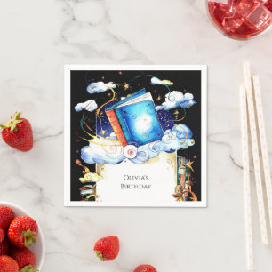 Kids Watercolor Fun Storybook Birthday Napkin