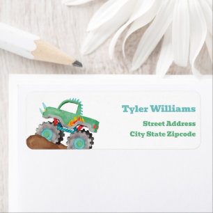 Kids Watercolor Green Monster Stunt Truck