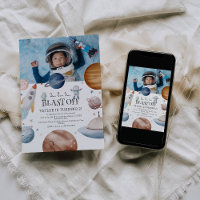 Kids Watercolor Outer Space Photo Birthday Party