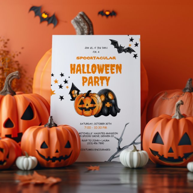 Kids Watercolor Spooktacular Halloween Party Invitation (Creator Uploaded)