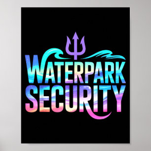 Kids waterpark security surfing mermaid vacation poster
