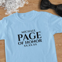 Kids Wedding Usher Custom Page of Honour T-Shirt