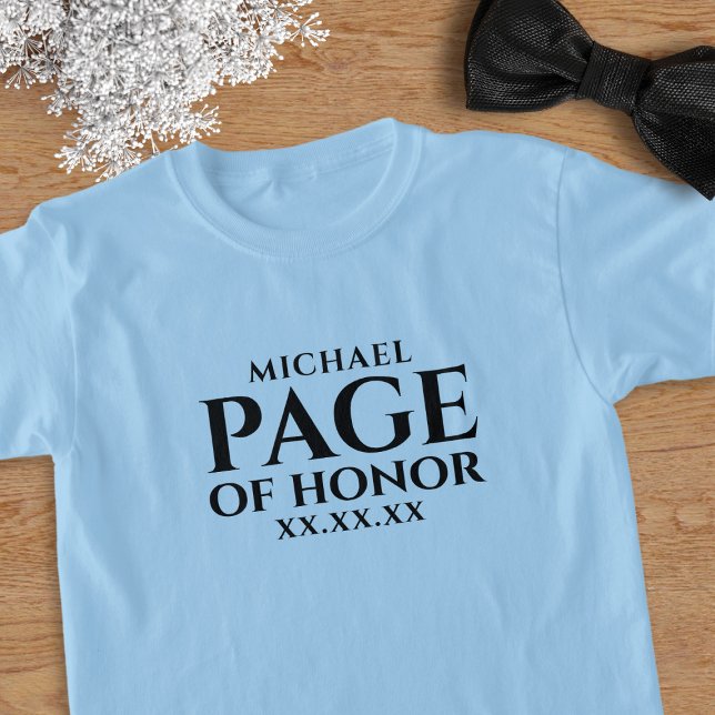 Kids Wedding Usher Custom Page of Honour T-Shirt (Add your Page of Honor's name and your wedding date)