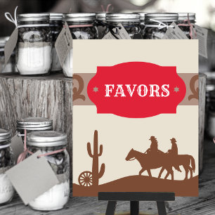 Kids Western Red Party Favour Sign