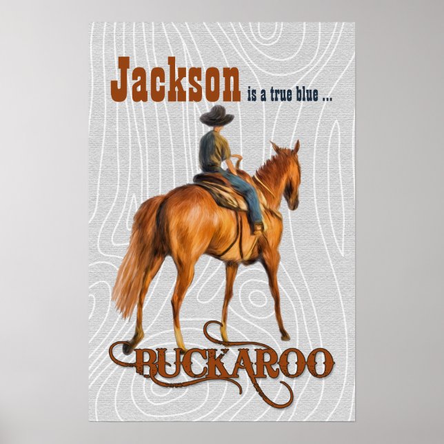 Kid's Western Themed Custom Name Buckaroo Poster (Front)