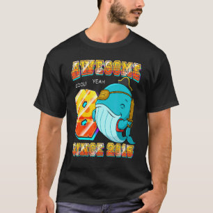 Kids Whale Pirate Awesome Since 2015 Whale 8th Bir T-Shirt