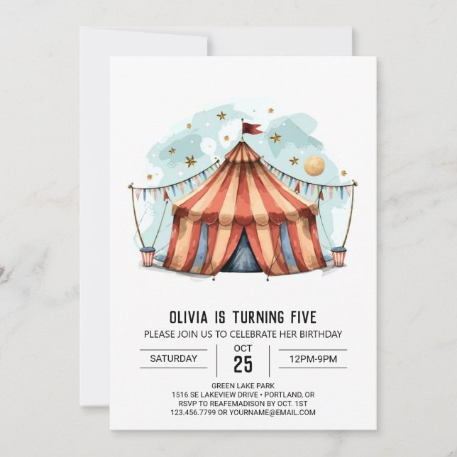 Kids' Whimsical Delight Circus Birthday Invitation (Front)