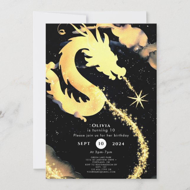 Kids Whimsical Dragon Birthday Invitation (Front)