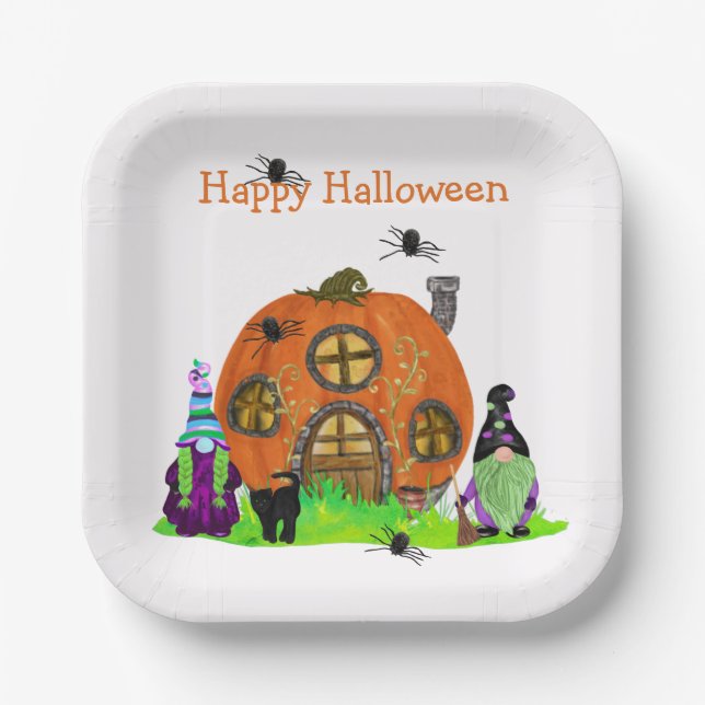 Kids Whimsical Gnomes Halloween  Paper Plate (Front)