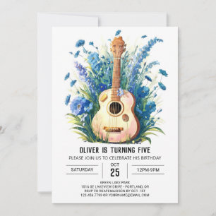 Kids' Whimsical Guitar Boy Birthday  Invitation