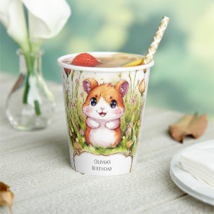Kids Whimsical Hamster Birthday Paper Cups