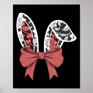 Kids White Lace Bow Rabbit Ears Easter Bunny Boys Poster