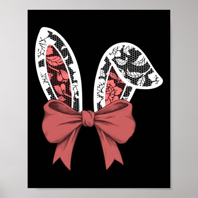 Kids White Lace Bow Rabbit Ears Easter Bunny Boys  Poster (Front)