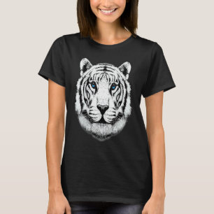 Kids White Tiger Head Big Cat Face For Kids Boys   T-Shirt