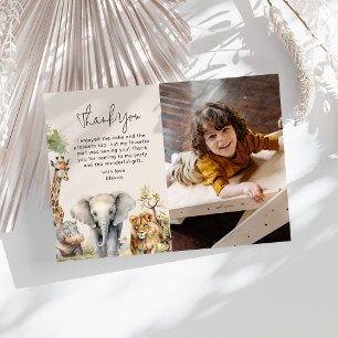 Kids Wild Animal Photo Birthday Thank You Card