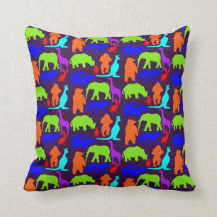 Kids Wild Animals Colourful Bright Cute Cushion