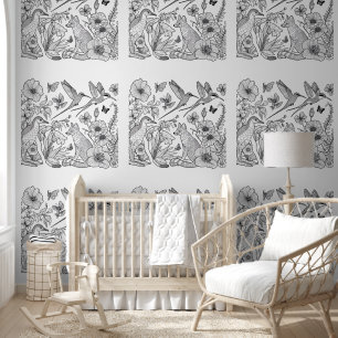 Kid's Wildlife & Flowers Colouring Wallpaper