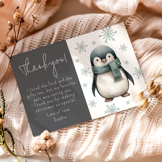Kids Winter Penguin Thank You Card (Creator Uploaded)