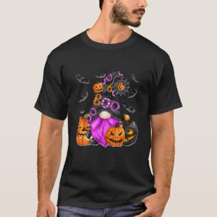 Kids Witchy Boo Gnome Graphic Kids Bats Pattern Pu T-Shirt
