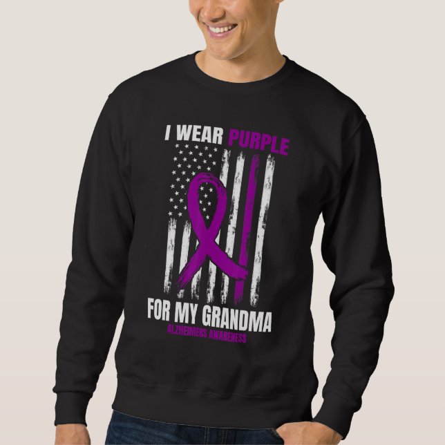 Kids Women Men Purple Grandma Alzheimers Awareness Sweatshirt (Front)