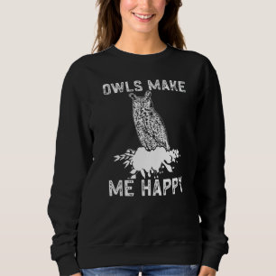 Kids Women Owl  Owls Make Me Happy Sweatshirt