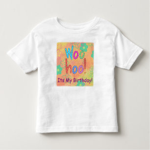 Kid's Woohoo Its My Birthday Orange Graphic Toddler T-Shirt