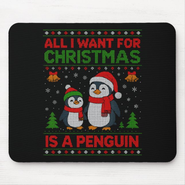 Kids Xmas Tee, All I Want For Christmas Is A Pengu Mouse Pad (Front)
