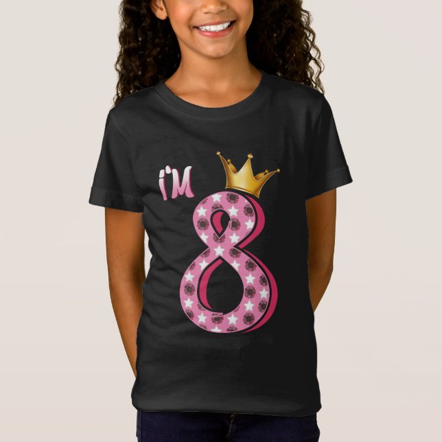 Kids Year Old Birthday Girl Kid 8yr 8th 8 Year Old T-Shirt (Front)