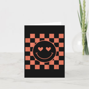 Kids Youth Chequered Retro Valentine Smile Face Card
