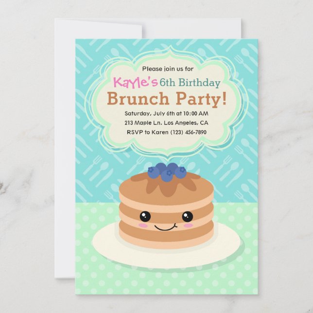 Kids Yummy Brunch Birthday Party Invitation (Front)