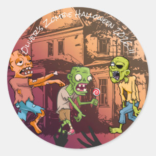Kids Zombie Halloween Party Classic Round Sticker