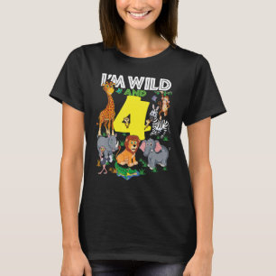 Kids Zoo Safari Trip 4thd Birthday Party I m Wild T-Shirt