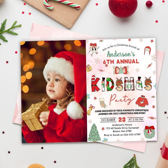 Kidsmas Christmas Birthday Party Holiday Party Invitation (Creator Uploaded)