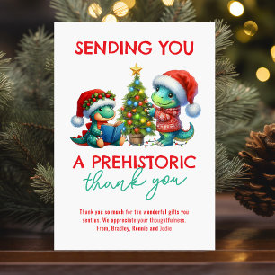 KidsPrehistoric Thank You! Cute Dinosaur Christmas Thank You Card