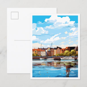 Kiel Germany vintage travel illustration Postcard