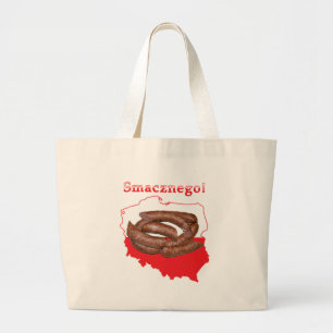 Kielbasa Smacznego Polish Map Large Tote Bag