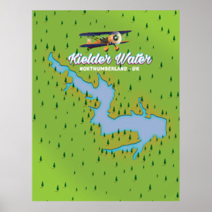 Kielder Water Northumberland UK map Poster