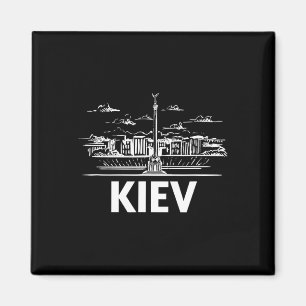 Kiev Ukraine City Skyline Silhouette Outline Sketc Magnet
