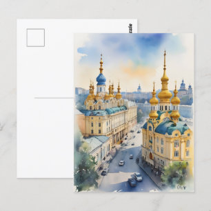 Kiev watercolor art postcard