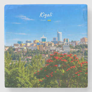 Kigali, Rwanda - Modern Cityscape Skyline Stone Coaster